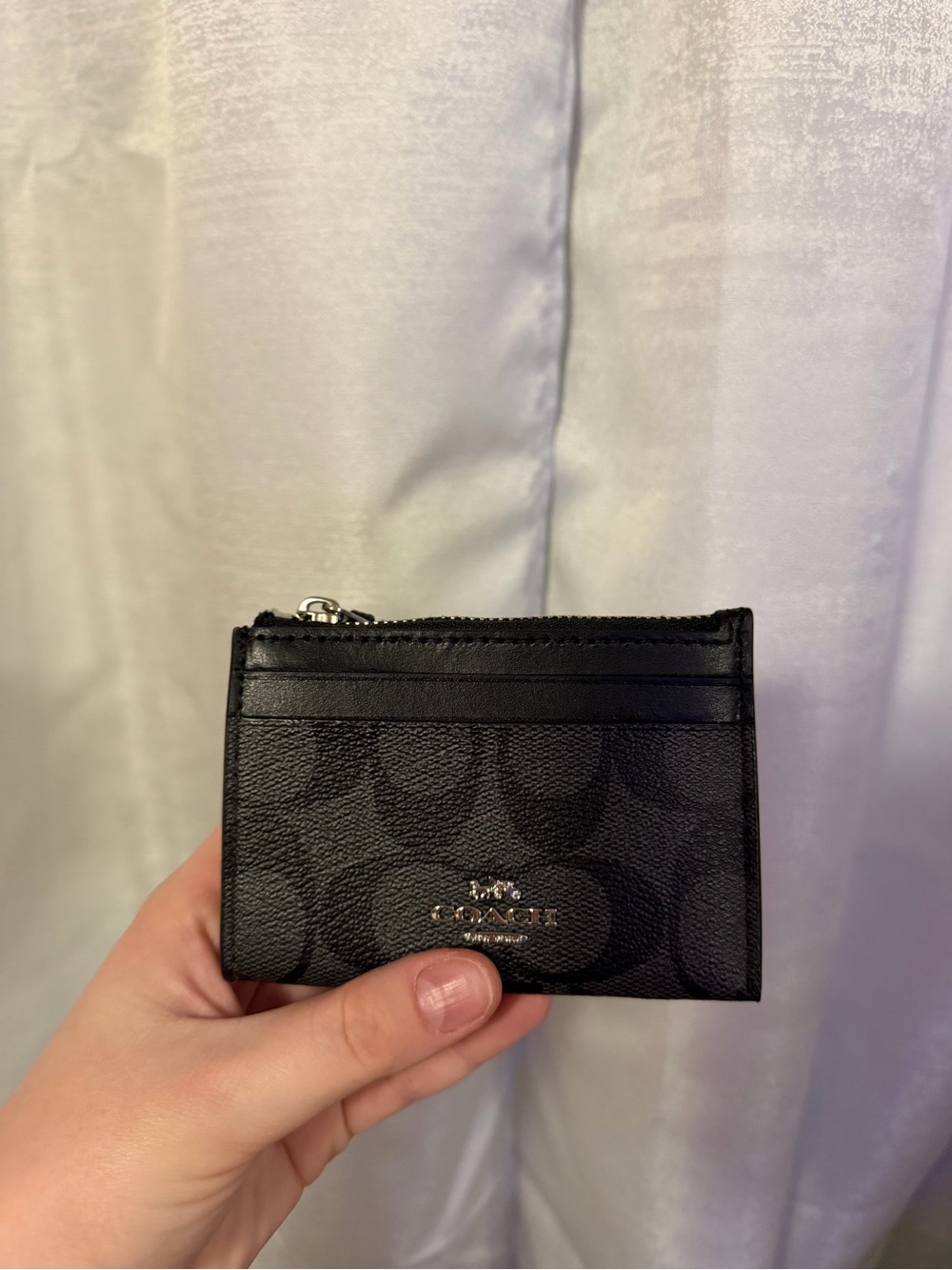 Coach Black Signature Zip Card Case